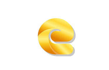 gold golden gradient logo e alphabet letter design icon for company