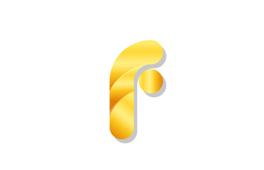 gold golden gradient logo f alphabet letter design icon for company