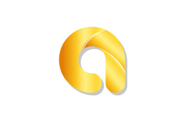gold golden gradient logo a alphabet letter design icon for company