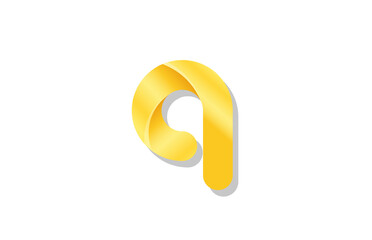 gold golden gradient logo q alphabet letter design icon for company