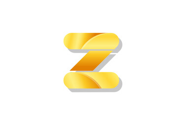 gold golden gradient logo z alphabet letter design icon for company