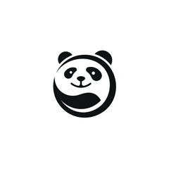 Panda Animal Icon Vector, Natural Leaf Logo Design Symbol, Bear Logotype, Abstract Cute Concept