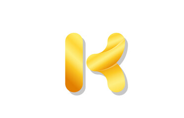 gold golden gradient logo k alphabet letter design icon for company