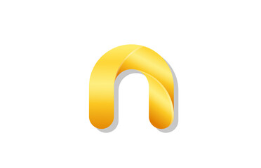 gold golden gradient logo n alphabet letter design icon for company