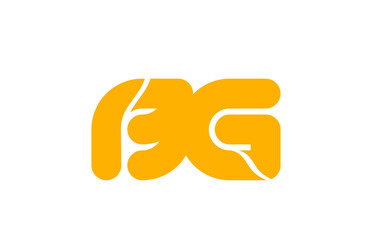 yellow white combination logo letter BG B G alphabet design icon