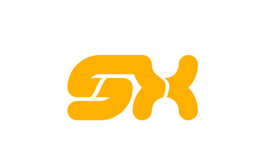yellow white combination logo letter SX S X alphabet design icon
