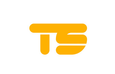 yellow white combination logo letter TS T S alphabet design icon