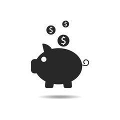 Piggy bank icon vector isolated on white background. Trendy piggy bank icon in flat style. Template for app, ui and logo. Icon piggy bank for your web site and office poster. Modern piggy bank icon