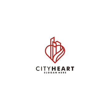 City Heart logo design real estate icon vector logotype