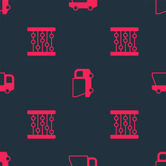 Set Abacus and Toy truck on seamless pattern. Vector