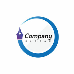 Circle Pen Logo, Business, Education And Law firm Company Symbol