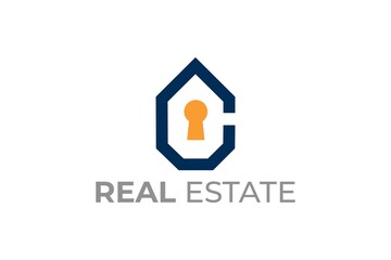 letter c logo design, real estate logo design, key hole design