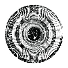Abstract grunge stamp with circle lines. Logo design with fast lines. Retro grunge pattern. Design element for banner, poster, grungy effect, template and background