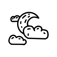 night sky line vector doodle simple icon