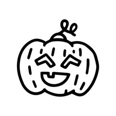 funny pumpkin lantern line vector doodle simple icon