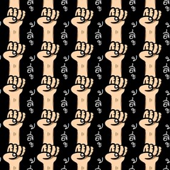 seamless pattern of hand cartoon