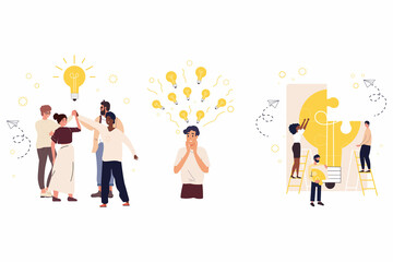 Trend flat illustration. Set illustration on the theme of collective, collectivization.