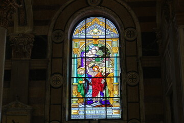 Stained glass of the Basilica of Our Lady of Nazareth in Belém, Pará. - obrazy, fototapety, plakaty