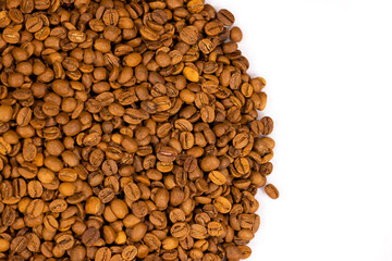 roasted coffee beans isolated in white background