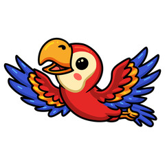 Cute little parrot cartoon flying