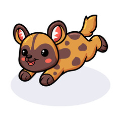 Cute wild dog cartoon jumping