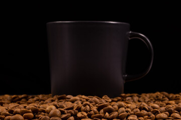Coffee cup and coffee beans