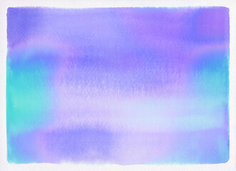 Fototapeta na wymiar 水彩の滲みが綺麗な、手書きの青紫グラデーション