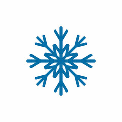 Decorative blue snowflake on white background. New year design element, frost symbol. Vector illustration.