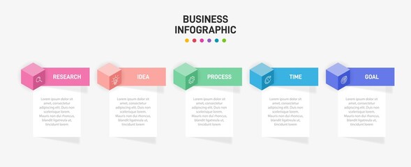 Infographic design with icons and 5 options or steps. Thin line vector. Infographics business concept. Can be used for info graphics, flow charts, presentations, web sites, banners, printed materials.
