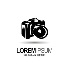 camera logo template in silhouette with flat black color