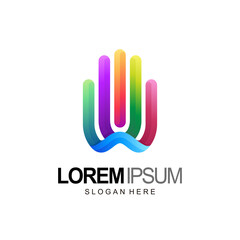hand logo concept with flat 3d colorful style