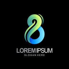 Fototapeta premium letter B logo vector with flat 3d green and blue color style