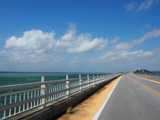 Beautiful long Irab bridge in miyako island, Okinawa, Japan