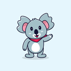 Cute Koala waving hand and smile cartoon vector illustration