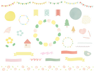 水彩風の春の見出しセット