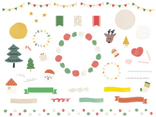 水彩風のクリスマス見出しセット