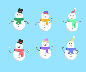 A set of snowman character with expression, it looks so cute and adorable.