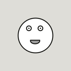 Computer white smile icon. Light blue backdrop. Happy face sign. Emoji background. Vector illustration. Stock image. 