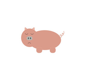 a character pig with cute face, and happy expression.