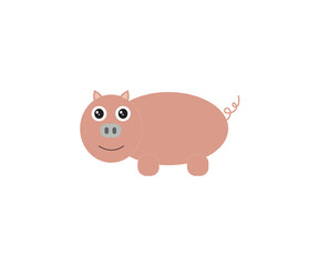 a character pig with cute face, and happy expression.