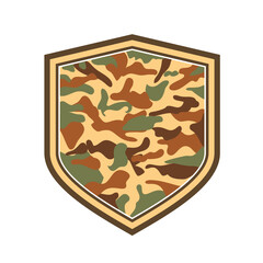 Retro style illustration of a military camouflage camo crest or shield on isolated white background.