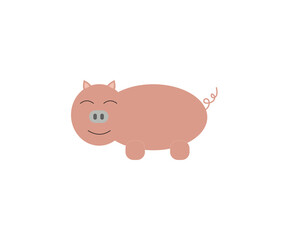 a character pig with cute face, and happy expression.