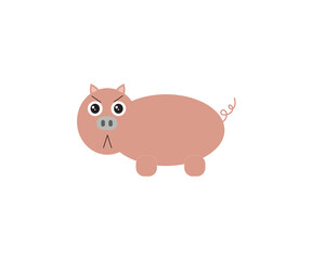a character pig with cute face, and happy expression.