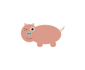 a character pig with cute face, and happy expression.
