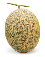 Yellow melon or cantaloupe melon with seeds isolated on white background, Hamigua melon on white background With clipping path.