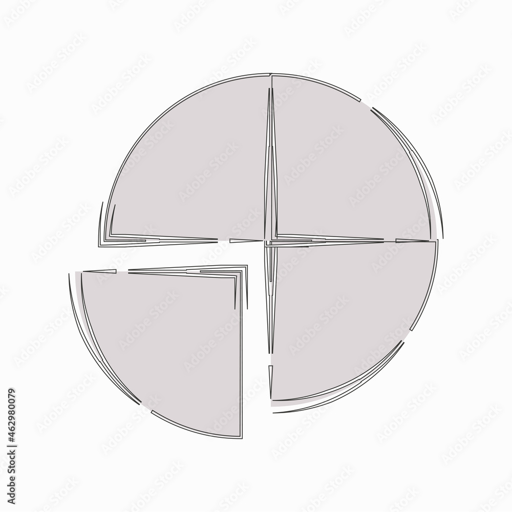 Poster glitch of blue circle segment icon. cycle diagram. process chart. creative design. vector illustrati