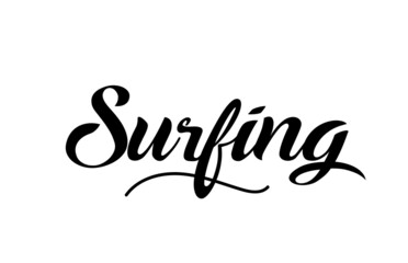 Surfing hand written text word for design. Can be used for a logo