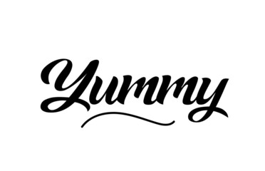 Yummy hand written text word for design. Can be used for a logo