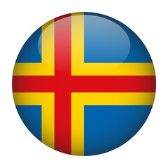 Aland 3D Rounded Country Flag button Icon