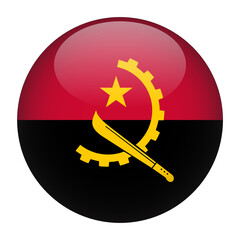 Angola 3D Rounded Country Flag button Icon - obrazy, fototapety, plakaty